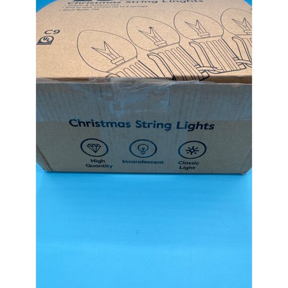 25-Light C9 Christmas String Lights Green Wire Indoor/Outdoor Use End-To-End Con - Picture 3 of 5
